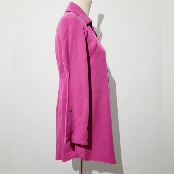 Soft Surroundings Pink Asymmetrical Button Tunic Top Woman's XS Tencel Lyocell - Picture 5 of 12